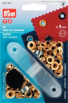 Prym Ösen und Scheiben Ø 5 mm Goldfarbig 542411